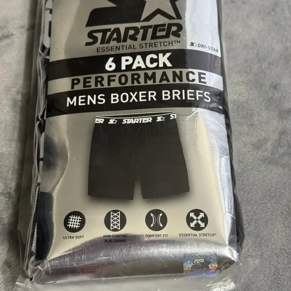 3XL Starter Mens 6-Pack Performance Boxer Briefs Fly Pouch‎
